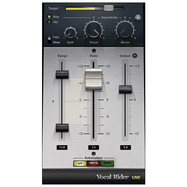 Vocal rider plugin interface showing automatic level adjustments