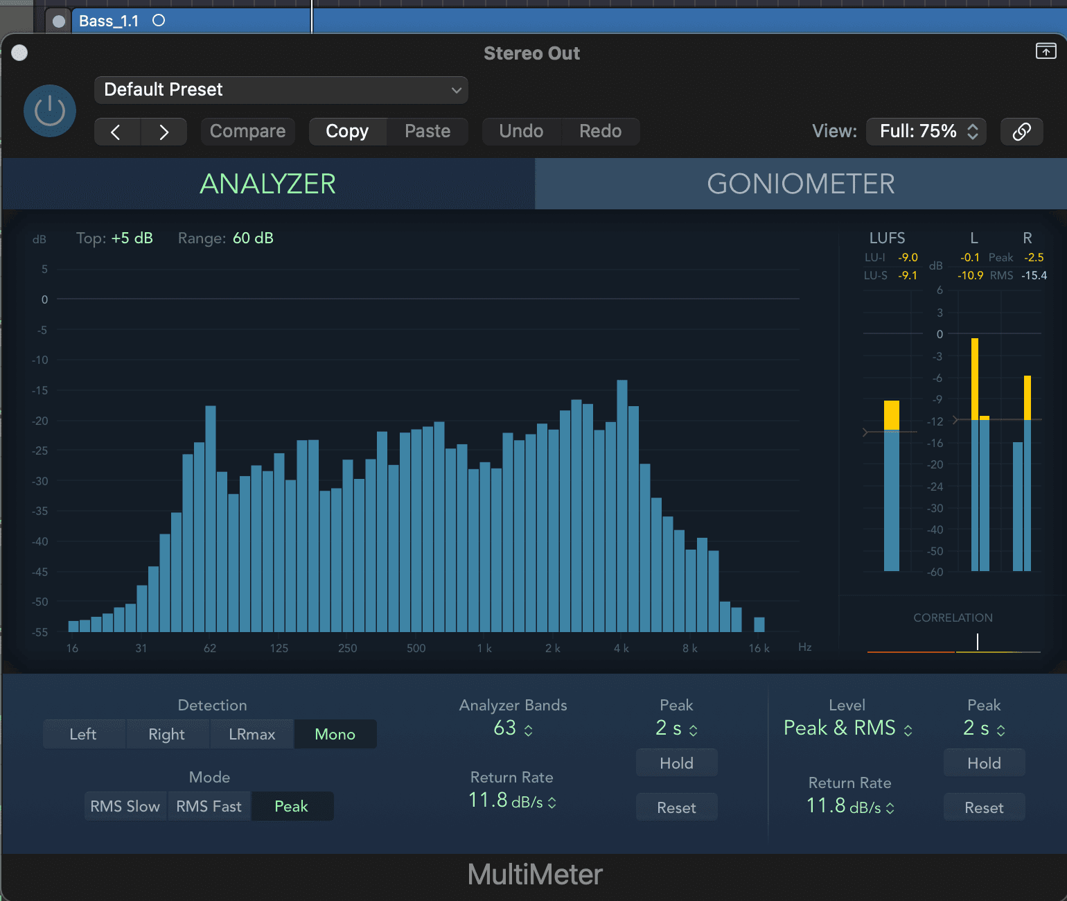 Logic Pro mastering limiter with ceiling automation